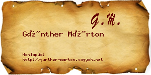 Günther Márton névjegykártya